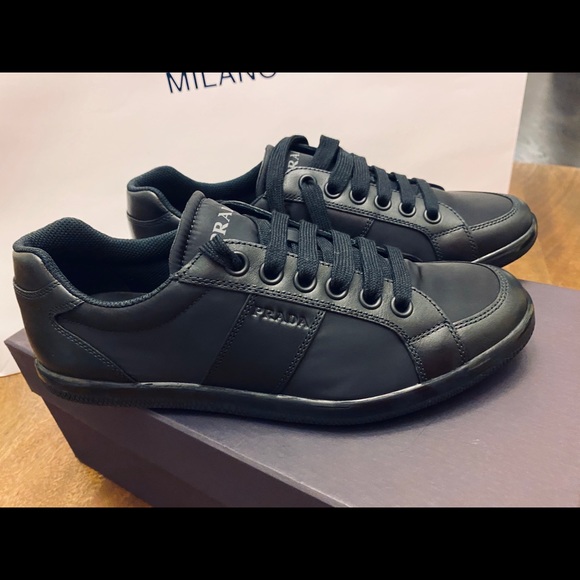 Prada Men's Nylon Leather Sneaker, Black 4E2845 - Picture 4 of 12